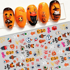 Halloween Nail Art Stickers Skull Pumpkin Self-Adhesive Decals DIY Nail Salons