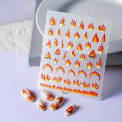 5D Embossed Flame Nail Stickers For Women Nail Art Decals