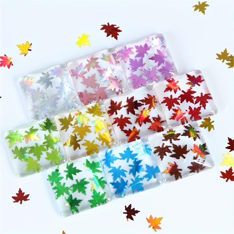 Maple Leaf Nail Glitter Sequins - Holographic Flakes for DIY or Salons