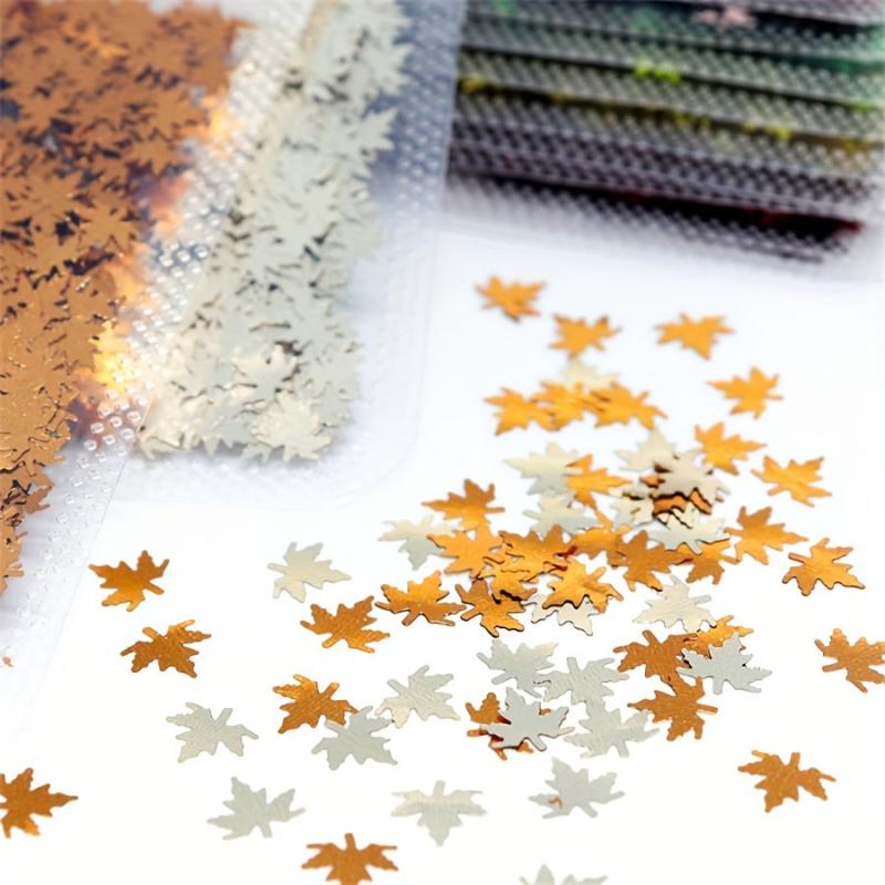 Maple Leaf Nail Glitter Sequins - Holographic Flakes for DIY or Salons