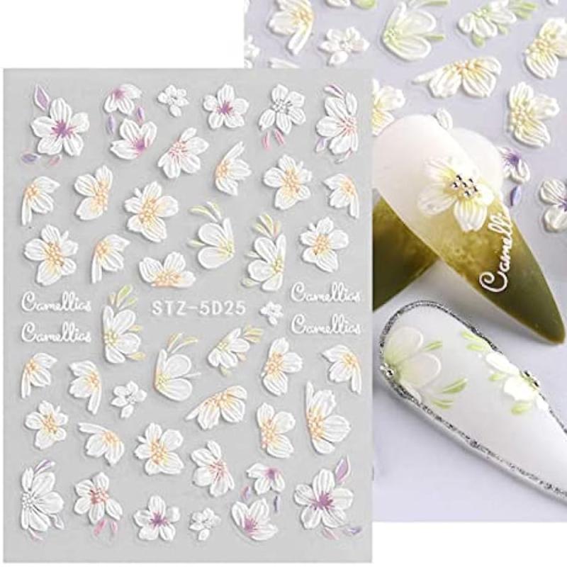 3D Embossed Flower Nail Art Stickers Self Adhesive 5D Nail Supplies