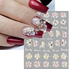 3D Embossed Flower Nail Art Stickers Self Adhesive 5D Nail Supplies