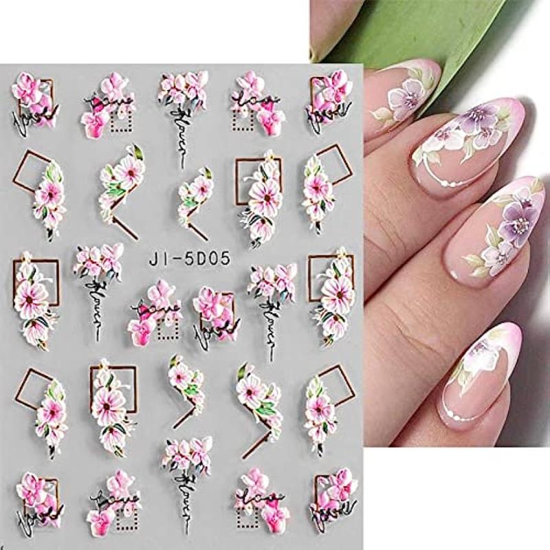 3D Embossed Flower Nail Art Stickers Self Adhesive 5D Nail Supplies