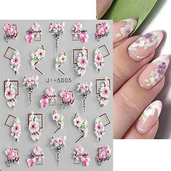 3D Embossed Flower Nail Art Stickers Self Adhesive 5D Nail Supplies