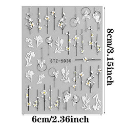 3D Embossed Flower Nail Art Stickers Self Adhesive 5D Nail Supplies