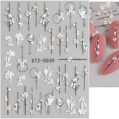 3D Embossed Flower Nail Art Stickers Self Adhesive 5D Nail Supplies