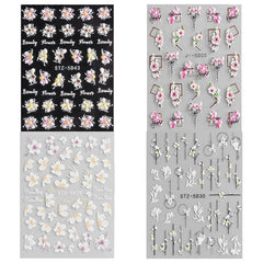 3D Embossed Flower Nail Art Stickers Self Adhesive 5D Nail Supplies