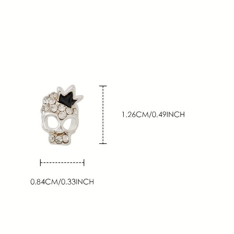 2Pcs Y2K 3D Rhinestone Crown Skull Nail Charms
