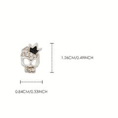 2Pcs Y2K 3D Rhinestone Crown Skull Nail Charms