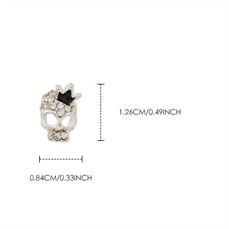 2Pcs Y2K 3D Rhinestone Crown Skull Nail Charms