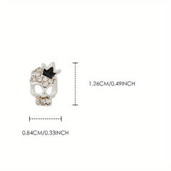 2Pcs Y2K 3D Rhinestone Crown Skull Nail Charms