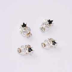 2Pcs Y2K 3D Rhinestone Crown Skull Nail Charms