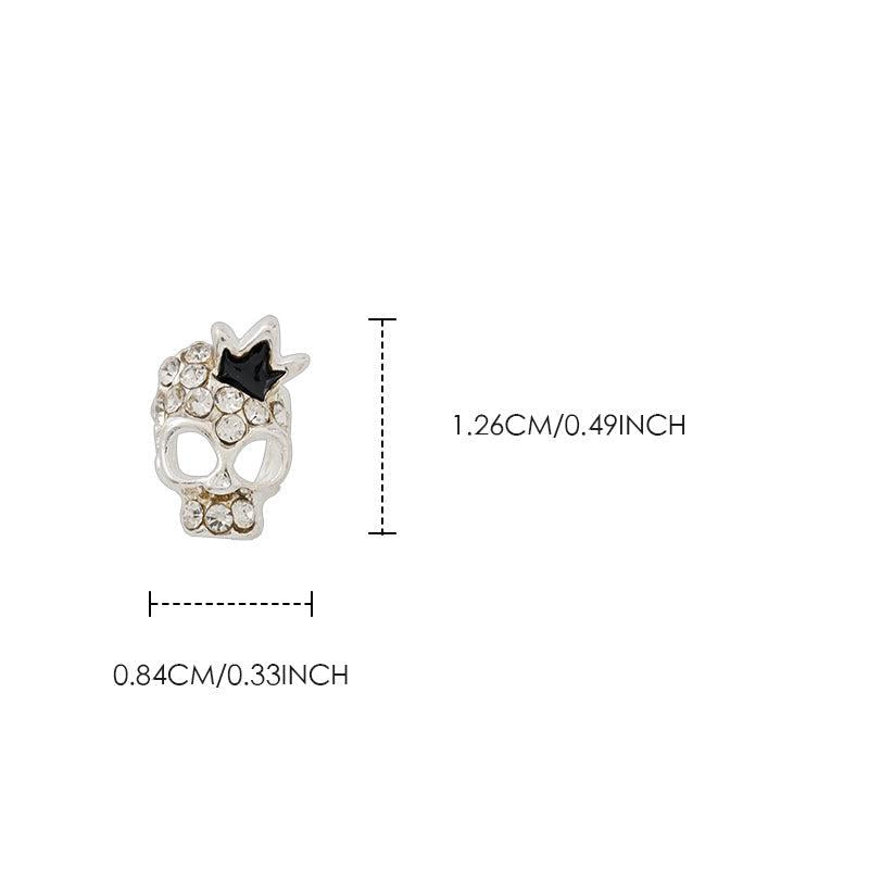 2Pcs Y2K 3D Rhinestone Crown Skull Nail Charms