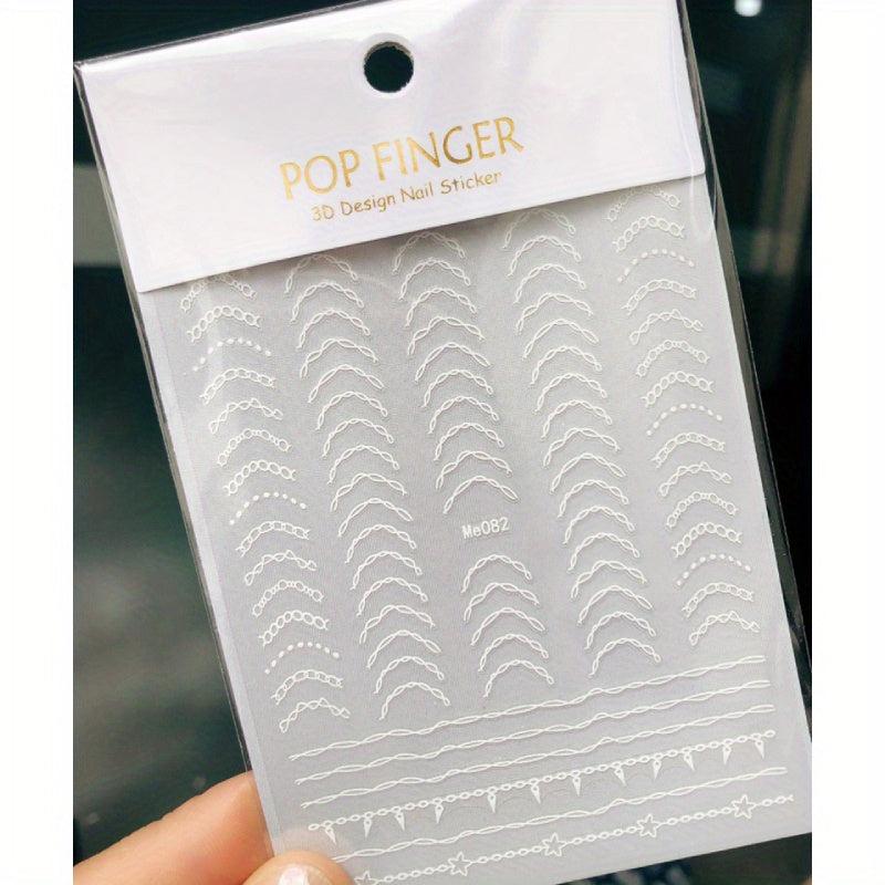 Bronzing Line Nail Stickers 3D Geometric Patterns Nail Decals
