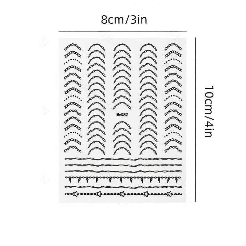 Bronzing Line Nail Stickers 3D Geometric Patterns Nail Decals