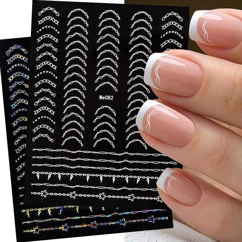 Bronzing Line Nail Stickers 3D Geometric Patterns Nail Decals