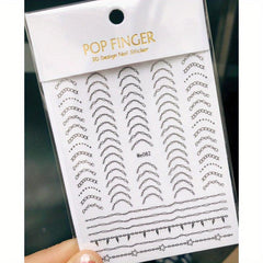 Bronzing Line Nail Stickers 3D Geometric Patterns Nail Decals