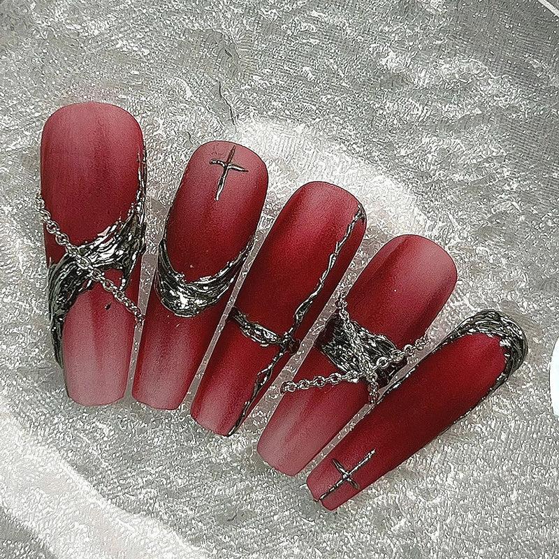 12 Grids Metal Nail Art Chains Punk Beads