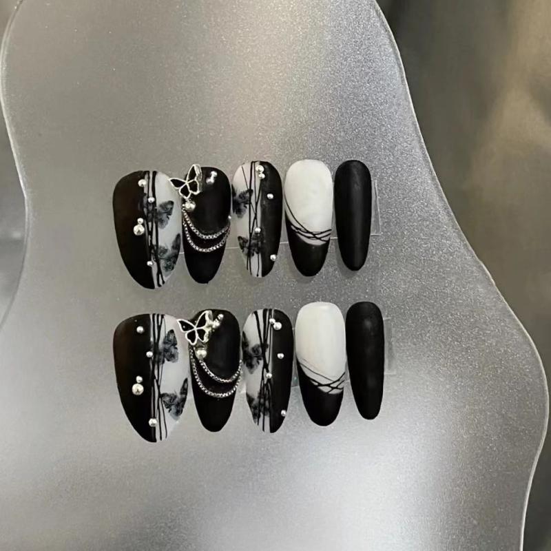 12 Grids Metal Nail Art Chains Punk Beads