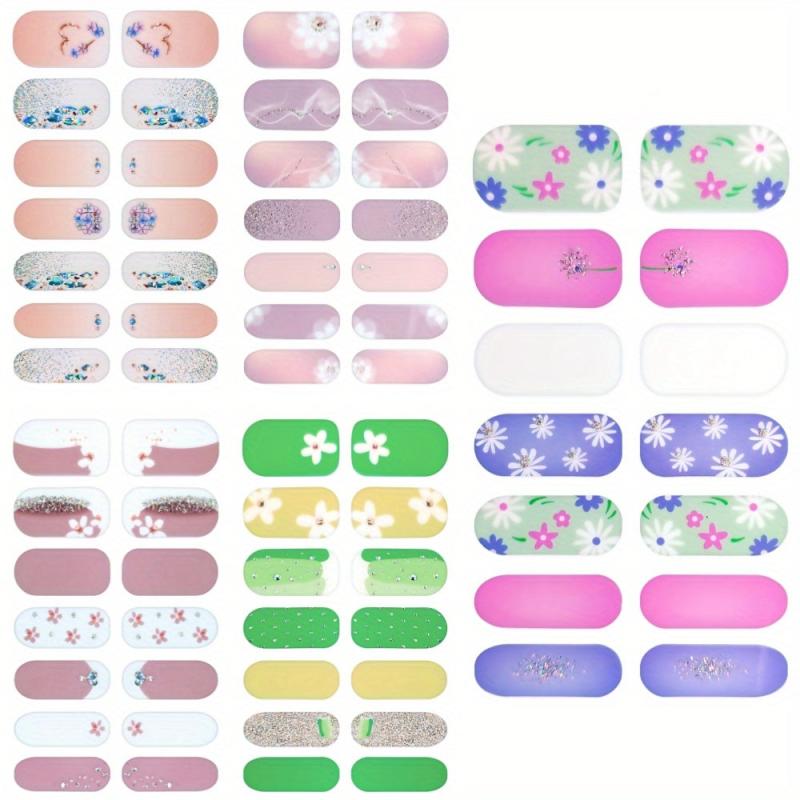 Glitter Gradient Marble Nail Strips with Glass Nail File