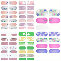 Glitter Gradient Marble Nail Strips with Glass Nail File