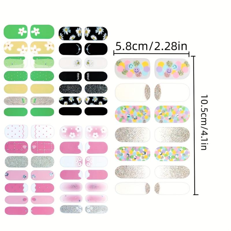 Glitter Gradient Marble Nail Strips with Glass Nail File