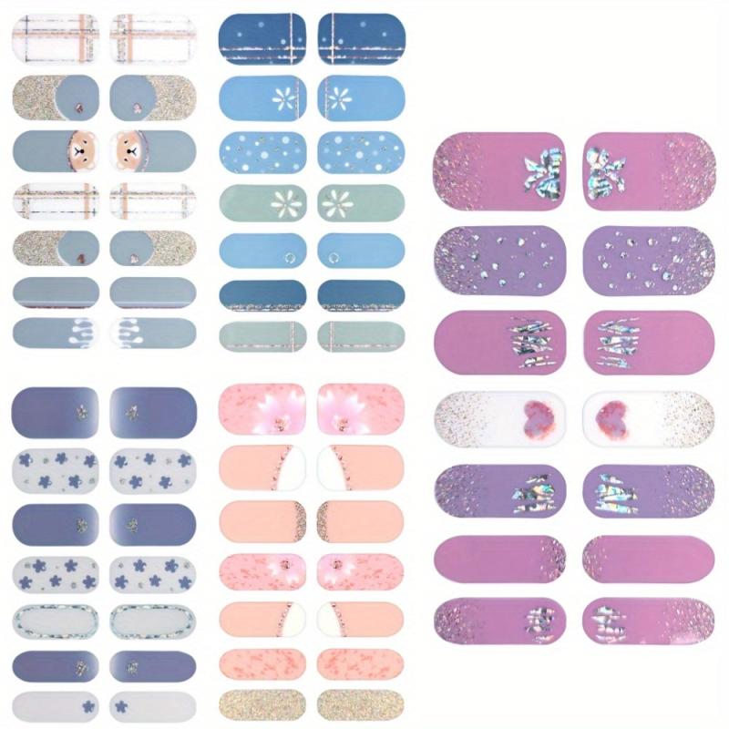 Glitter Gradient Marble Nail Strips with Glass Nail File