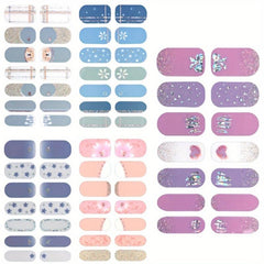 Glitter Gradient Marble Nail Strips with Glass Nail File