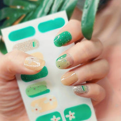 Glitter Gradient Marble Nail Strips with Glass Nail File
