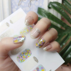 Glitter Gradient Marble Nail Strips with Glass Nail File