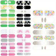 Glitter Gradient Marble Nail Strips with Glass Nail File