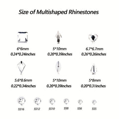 Clear Rhinestones Nail Faux Gems Mix Shapes Small Glass Faux Diamonds Stones