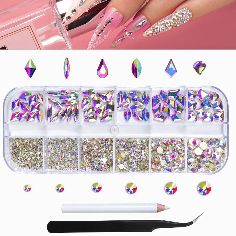 Clear Rhinestones Nail Faux Gems Mix Shapes Small Glass Faux Diamonds Stones
