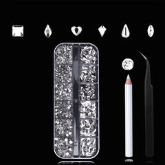 Clear Rhinestones Nail Faux Gems Mix Shapes Small Glass Faux Diamonds Stones