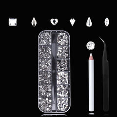 Clear Rhinestones Nail Faux Gems Mix Shapes Small Glass Faux Diamonds Stones