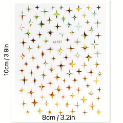 5D Laser Star Nail Decals Holographic Stickers