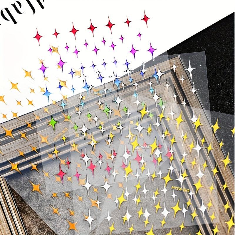 5D Laser Star Nail Decals Holographic Stickers