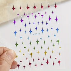 5D Laser Star Nail Decals Holographic Stickers