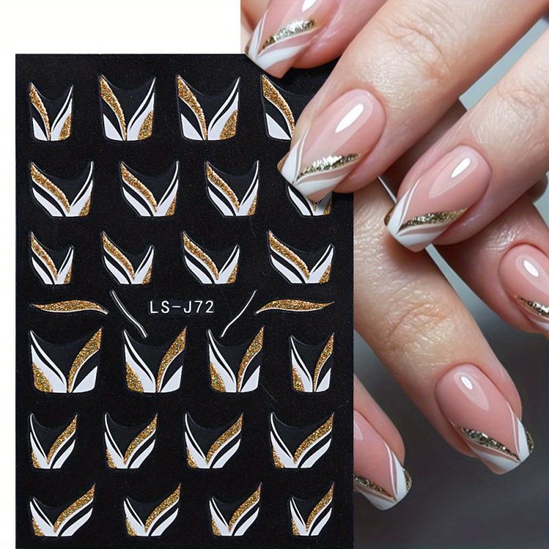 3D Glitter Wavy Stripe Nail Art Stickers - DIY Manicure Decoration