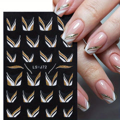 3D Glitter Wavy Stripe Nail Art Stickers - DIY Manicure Decoration