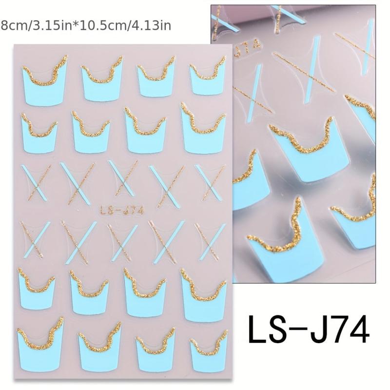 3D Glitter Wavy Stripe Nail Art Stickers - DIY Manicure Decoration