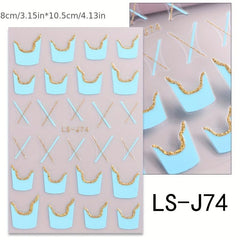 3D Glitter Wavy Stripe Nail Art Stickers - DIY Manicure Decoration
