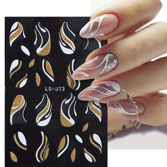 3D Glitter Wavy Stripe Nail Art Stickers - DIY Manicure Decoration
