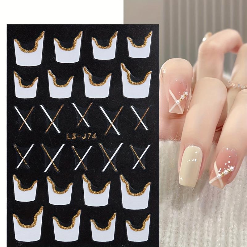 3D Glitter Wavy Stripe Nail Art Stickers - DIY Manicure Decoration