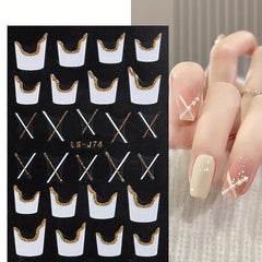 3D Glitter Wavy Stripe Nail Art Stickers - DIY Manicure Decoration