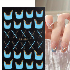 3D Glitter Wavy Stripe Nail Art Stickers - DIY Manicure Decoration