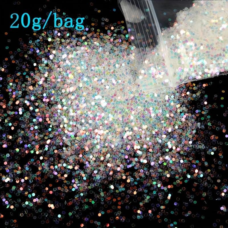 Mermaid Holo Nail Glitter & Silver Sequins for Manicure