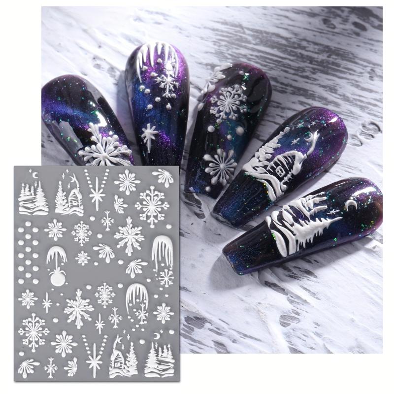 Christmas Nail Stickers Decals Snowflake Winter Xmas Nail Art Supplies