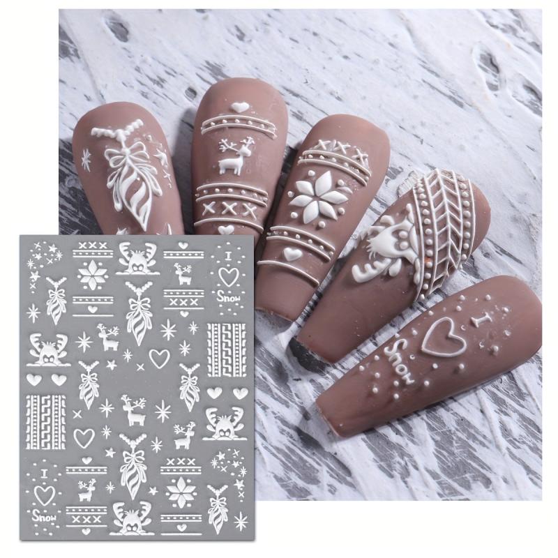 Christmas Nail Stickers Decals Snowflake Winter Xmas Nail Art Supplies