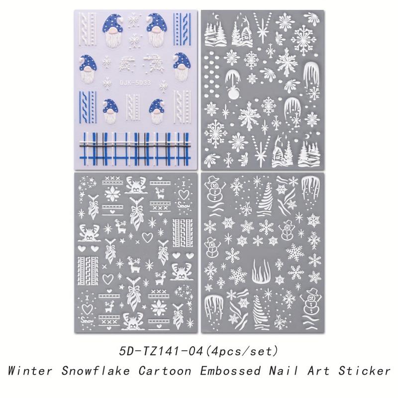 Christmas Nail Stickers Decals Snowflake Winter Xmas Nail Art Supplies